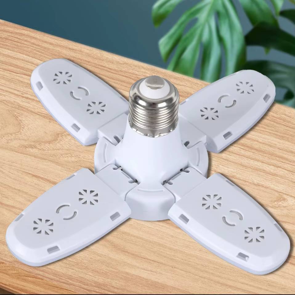 Verthara Foldable 28W LED Light Bulb with E27 Base – Adjustable Fan Lamp for Home and Garage Lighting, 6500K Bright White