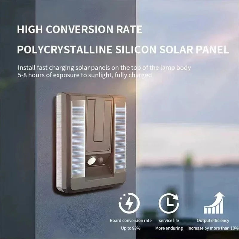 Verthara Foldable Solar Wall Light With Motion Sensor – Waterproof - Adjustable 120° Head - Energy-Saving - 3 Lighting Modes - Outdoor Use