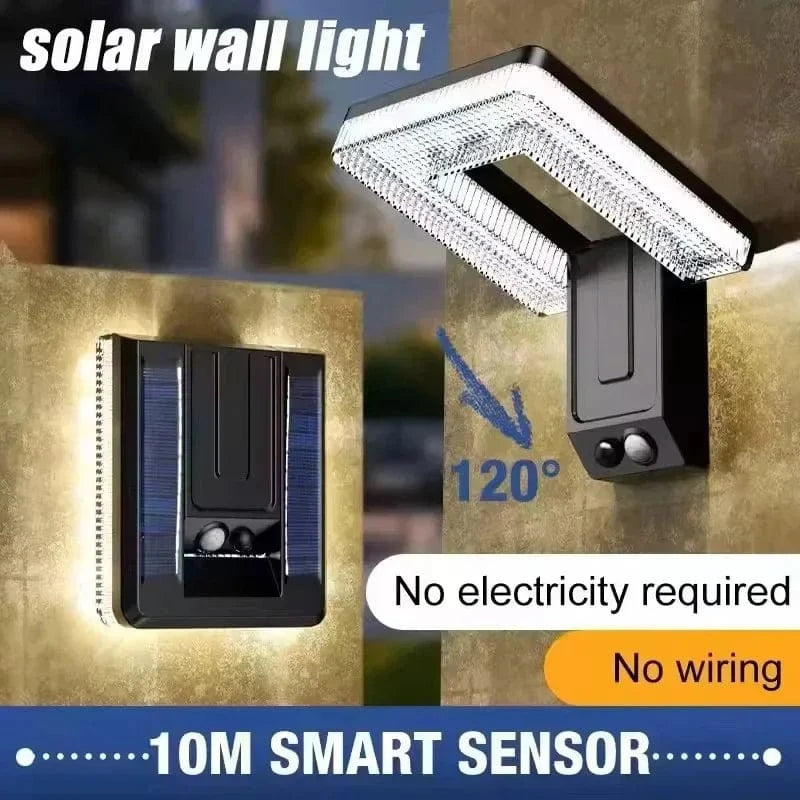 Verthara Foldable Solar Wall Light With Motion Sensor – Waterproof - Adjustable 120° Head - Energy-Saving - 3 Lighting Modes - Outdoor Use