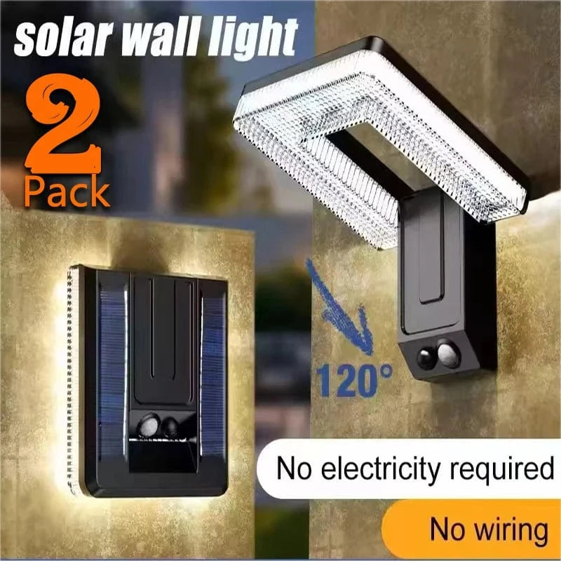 Verthara Foldable Solar Wall Light With Motion Sensor – Waterproof - Adjustable 120° Head - Energy-Saving - 3 Lighting Modes - Outdoor Use