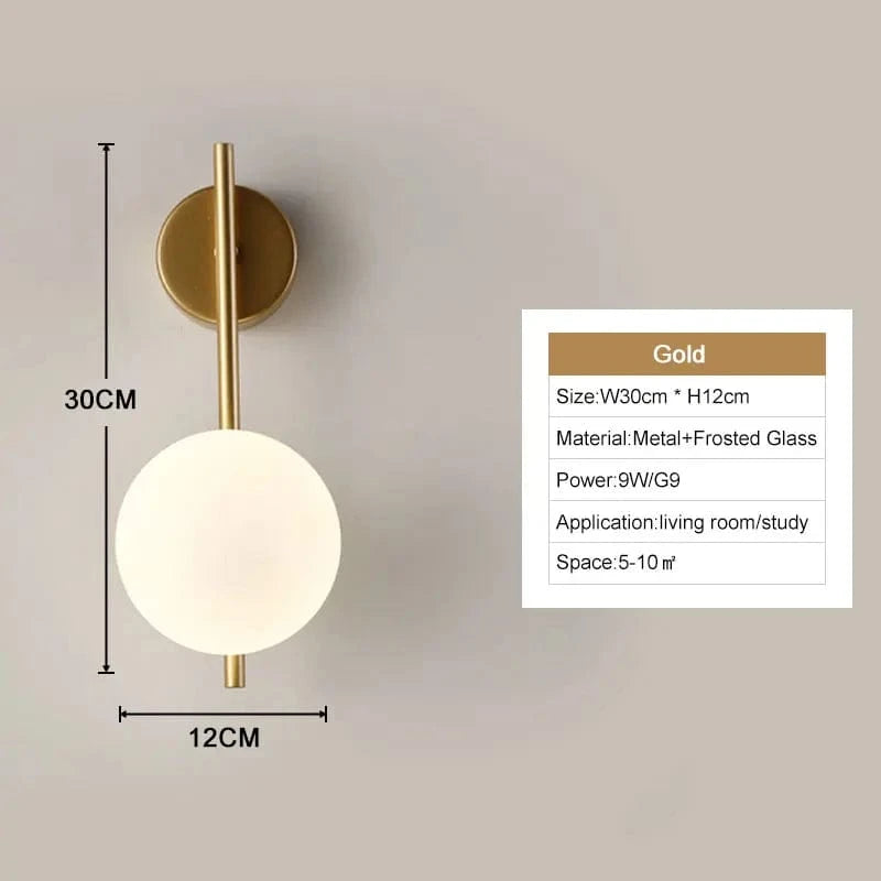 Verthara Frosted Glass LED Wall Lights B Gold 9w / Cool White