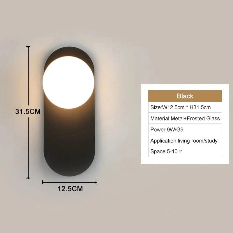 Verthara Frosted Glass LED Wall Lights D Black 9w / Cool White