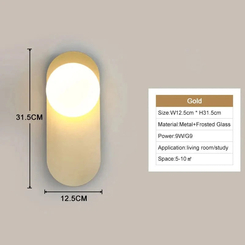 Verthara Frosted Glass LED Wall Lights D Gold 9w / Cool White