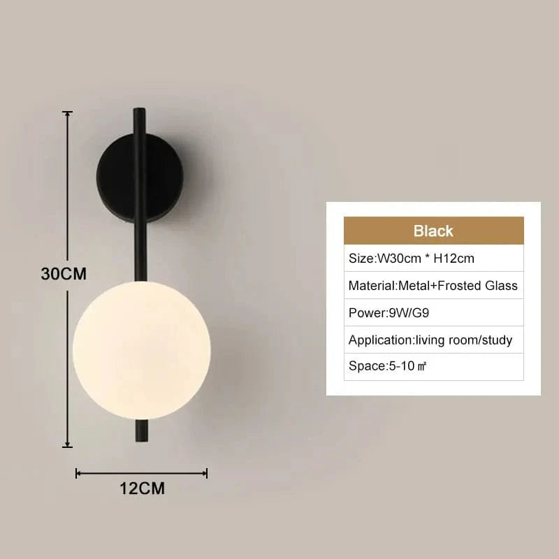 Verthara Frosted Glass LED Wall Lights B Black 9w / Cool White