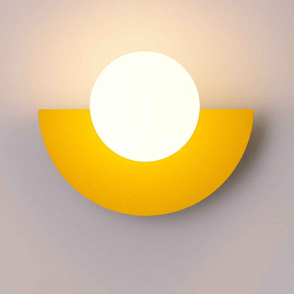 Verthara Frosted Globe Wrought Iron Wall Light Yellow / 28x20cm / Cool White(5500-7000K)