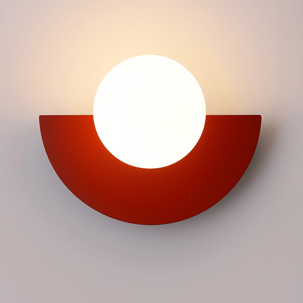 Verthara Frosted Globe Wrought Iron Wall Light Red / 20x16cm / Cool White(5500-7000K)