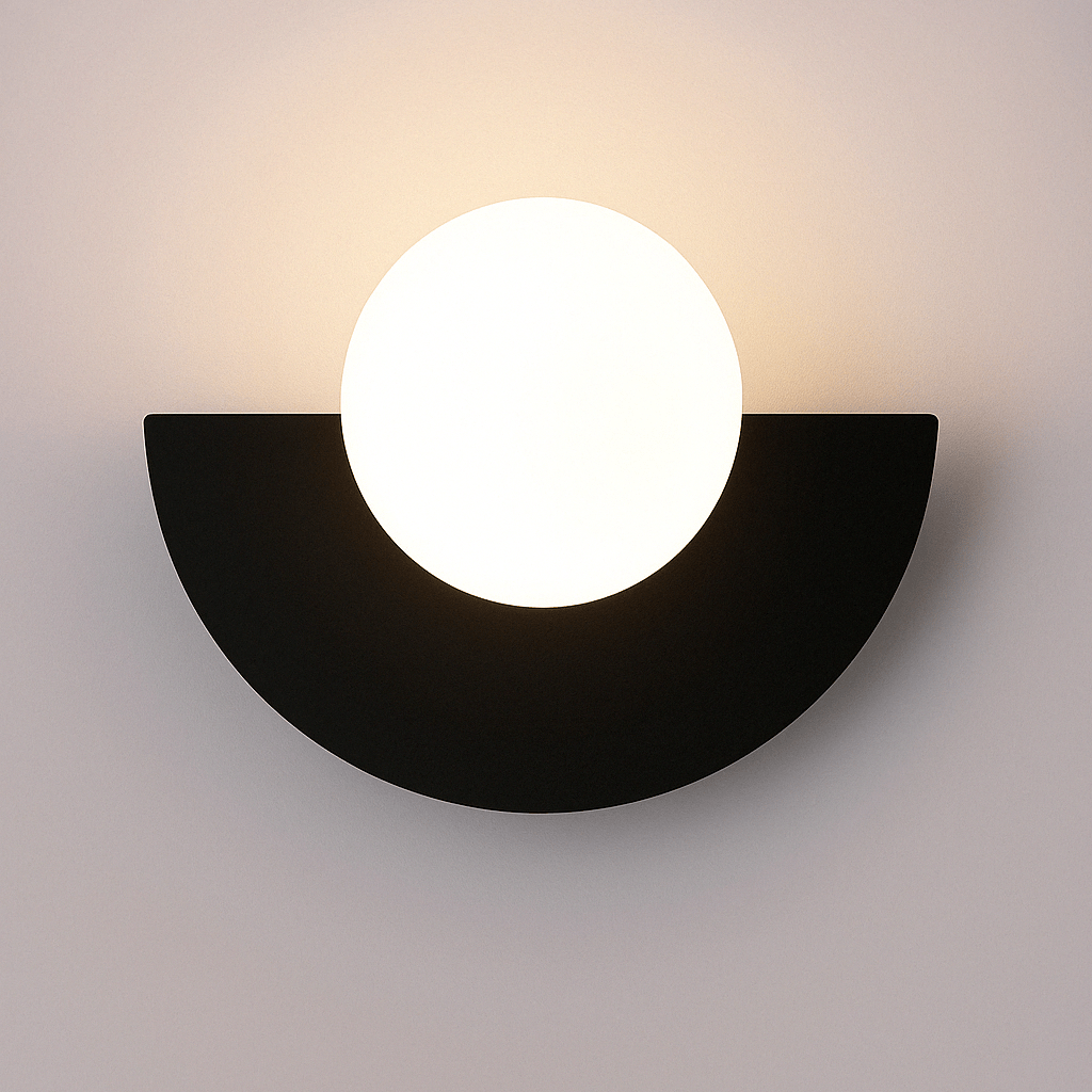 Verthara Frosted Globe Wrought Iron Wall Light Black / 20x16cm / Cool White(5500-7000K)