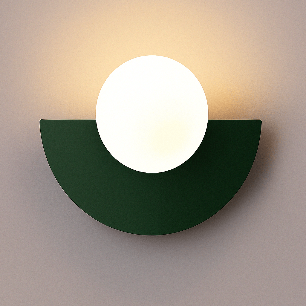 Verthara Frosted Globe Wrought Iron Wall Light Dark Green / 28x20cm / Cool White(5500-7000K)