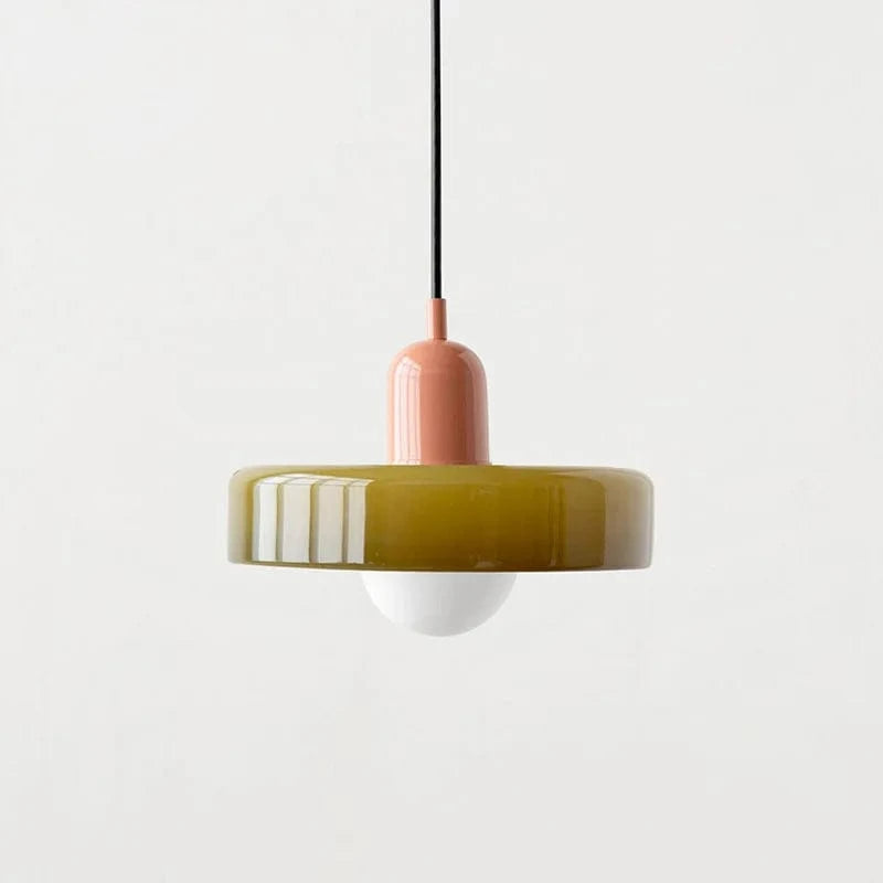 Verthara Glass Chandelier Pendant Light Pink + Tea Green