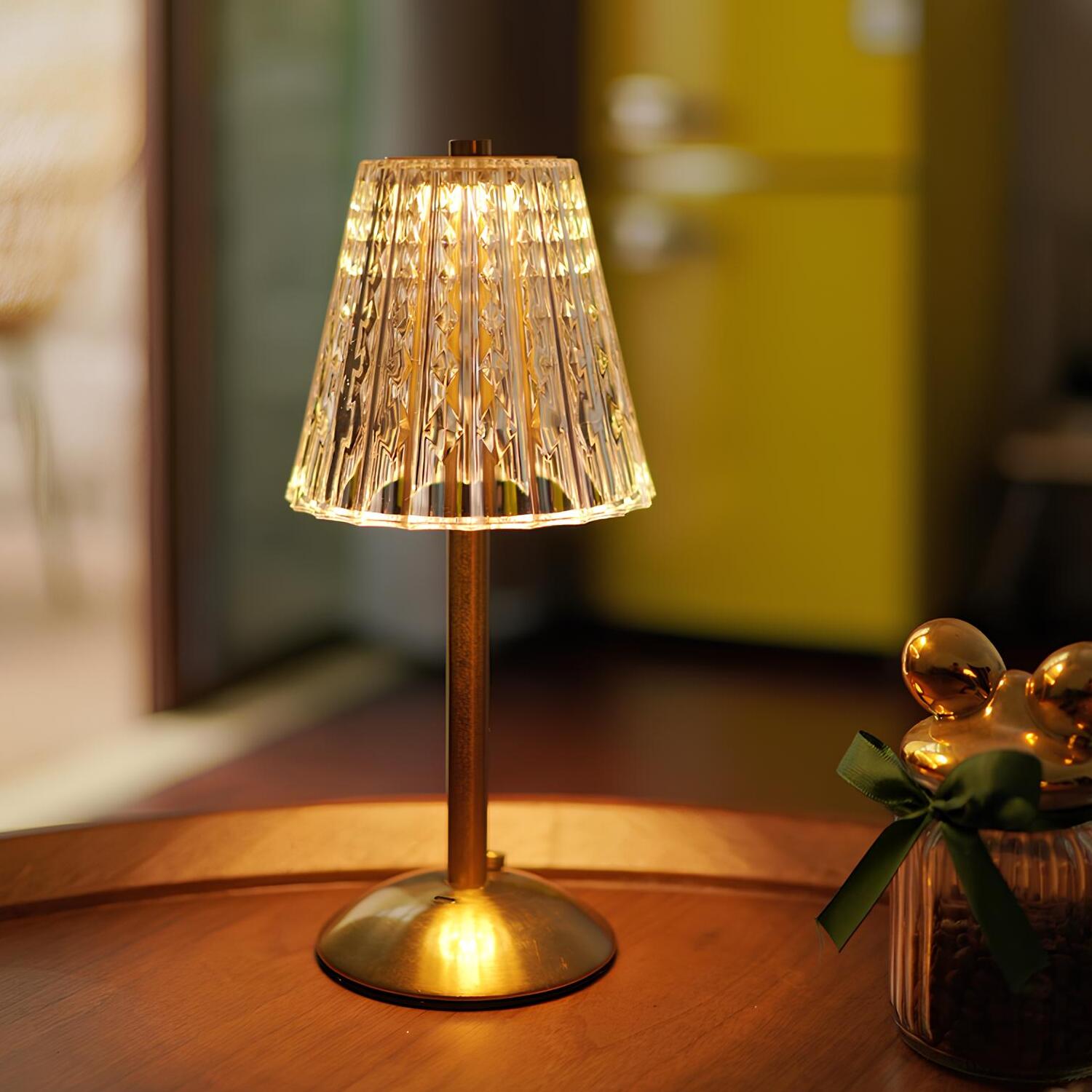 Verthara Golden Crystal Rechargeable Table Lamp Vintage