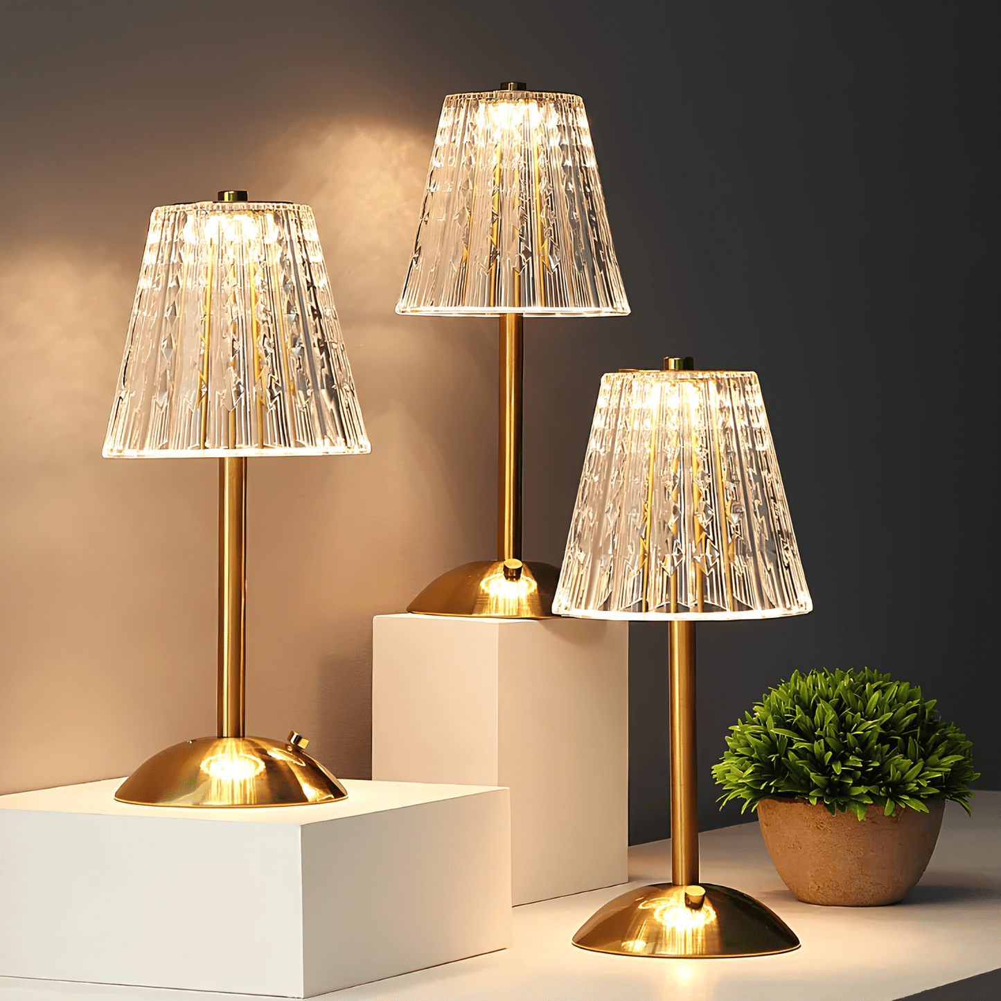 Verthara Golden Crystal Rechargeable Table Lamp