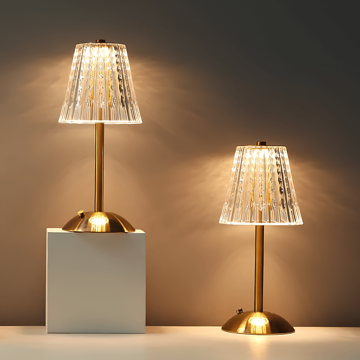 Verthara Golden Crystal Rechargeable Table Lamp