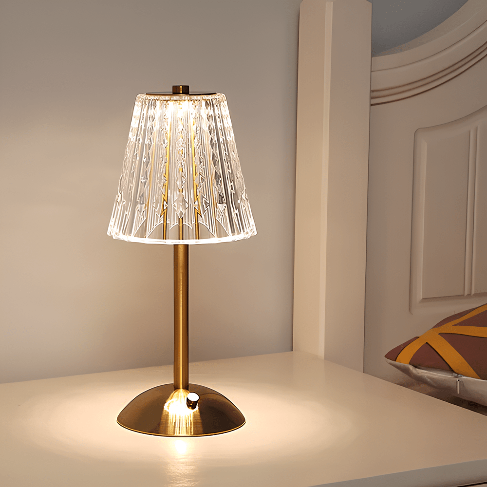 Verthara Golden Crystal Rechargeable Table Lamp
