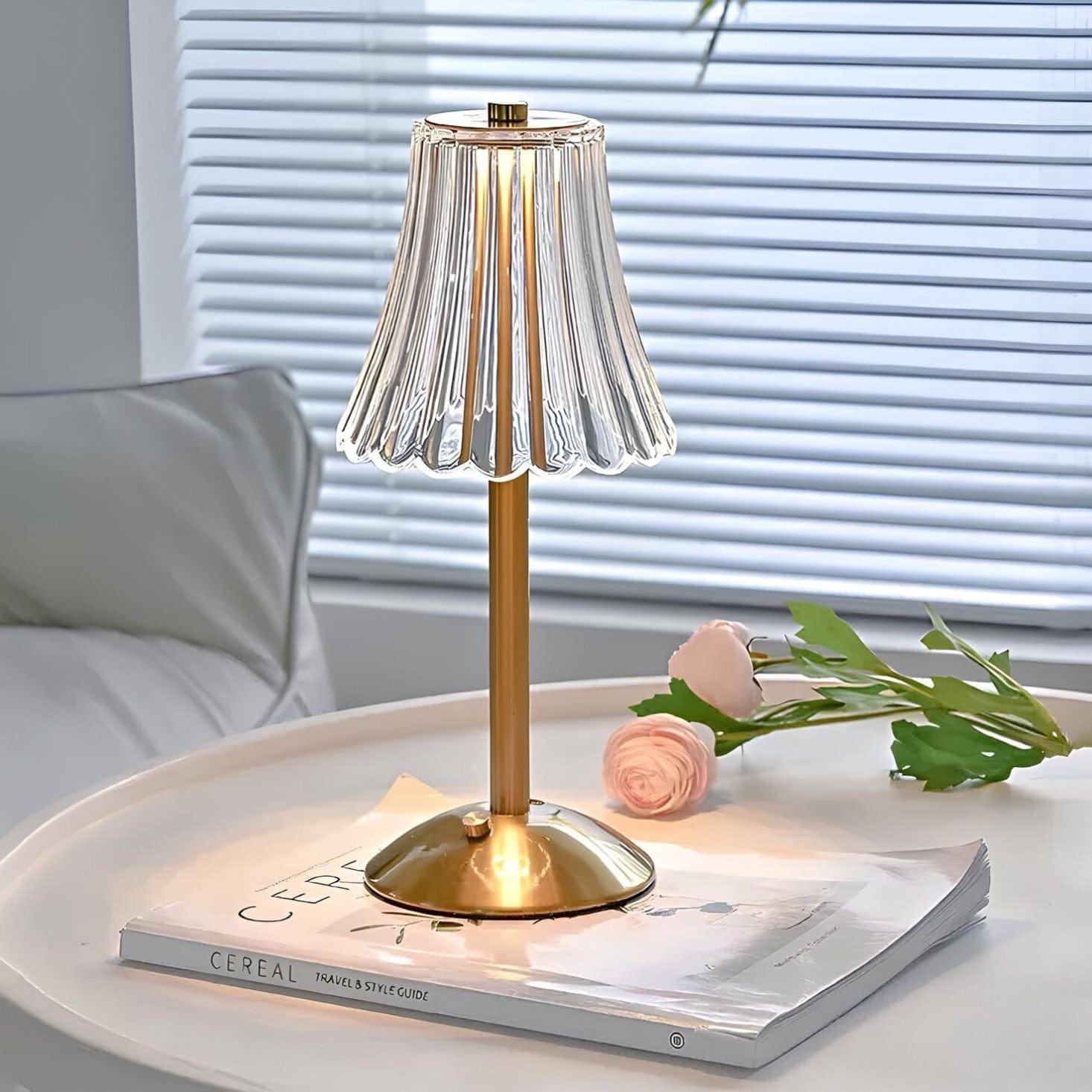 Verthara Golden Crystal Rechargeable Table Lamp