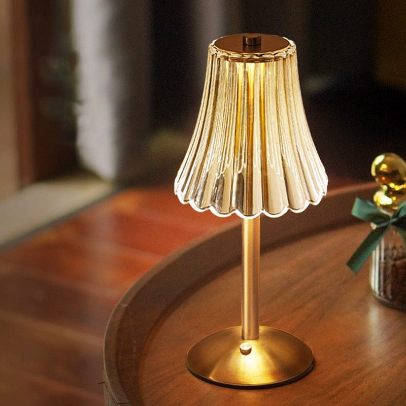 Verthara Golden Crystal Rechargeable Table Lamp