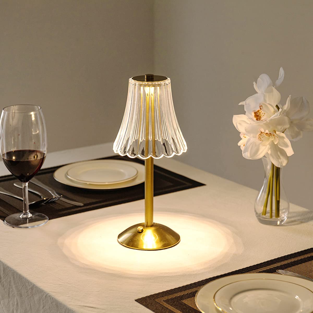 Verthara Golden Crystal Rechargeable Table Lamp