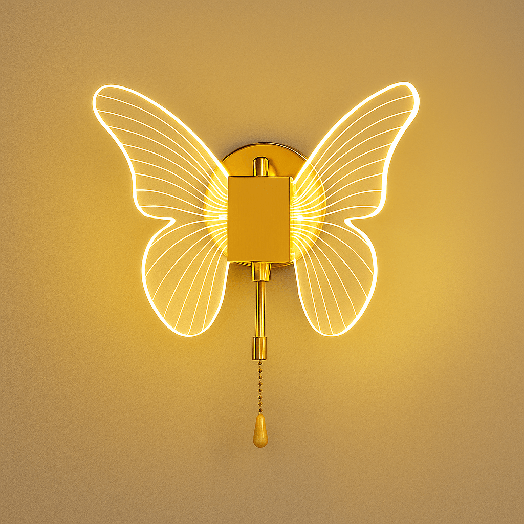 Verthara Golden LED Butterfly Pendant Light Gold With Switch / Tricolor Light