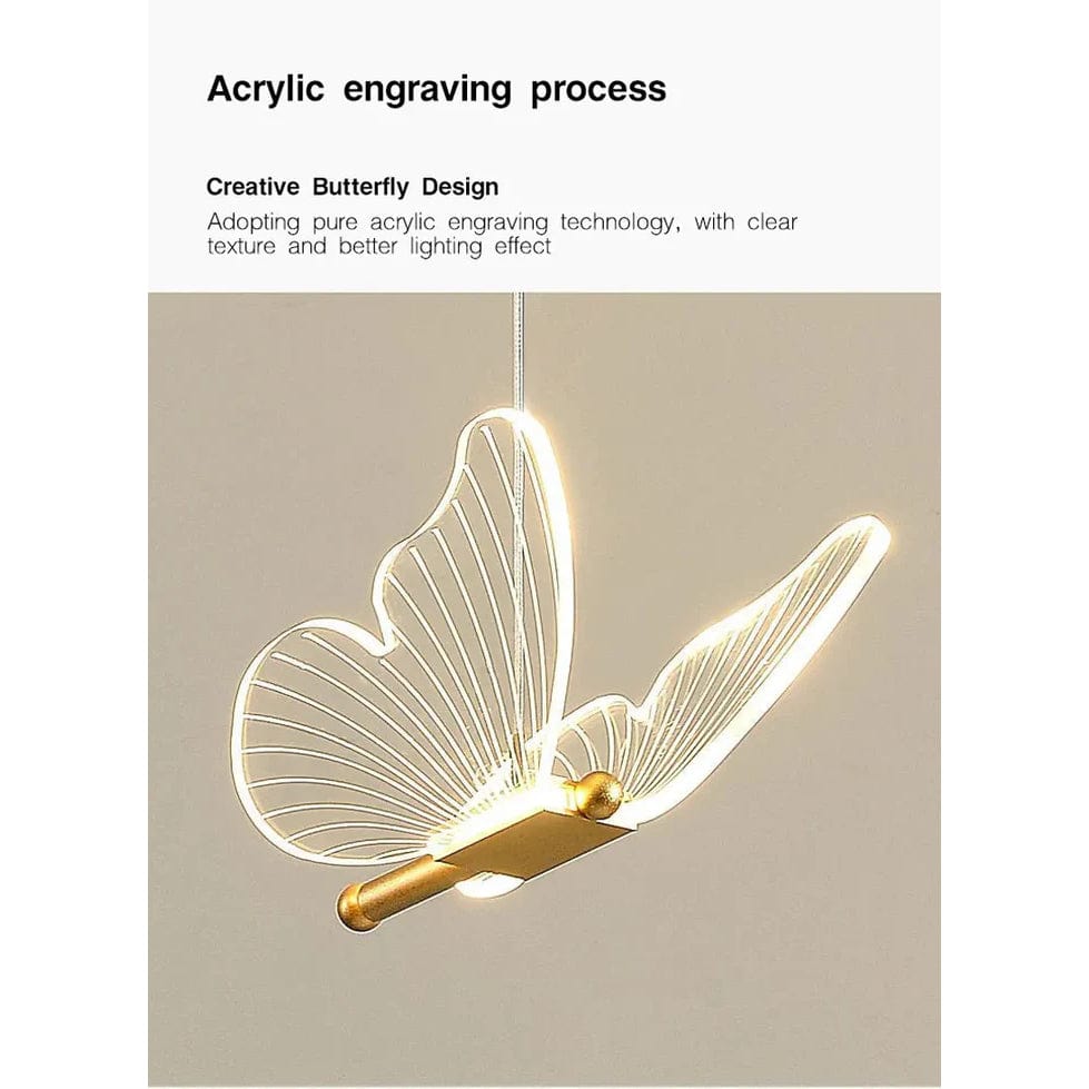 Verthara Golden LED Butterfly Pendant Light