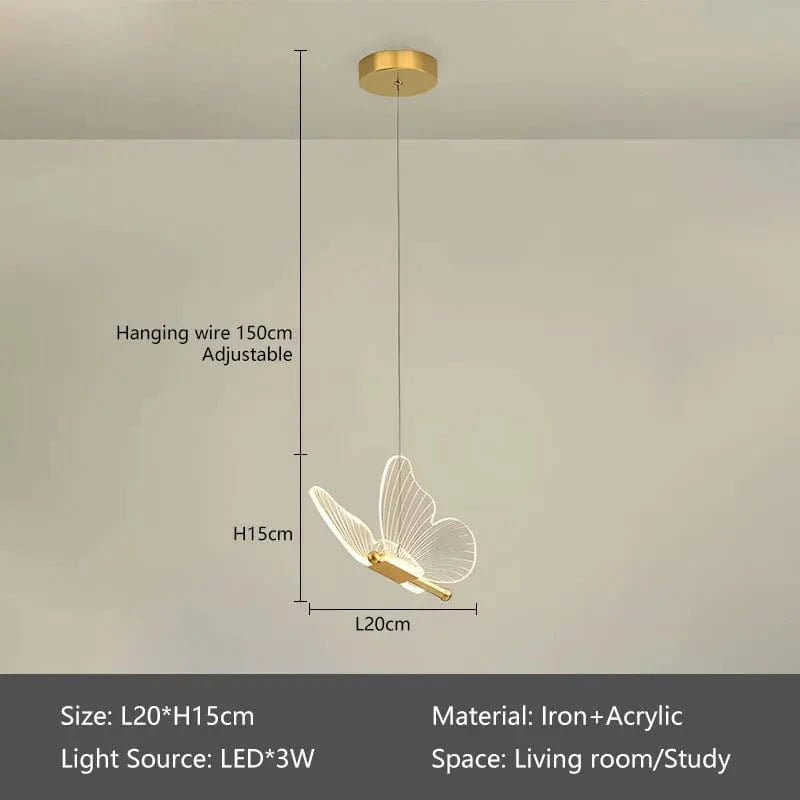 Verthara Golden LED Butterfly Pendant Light