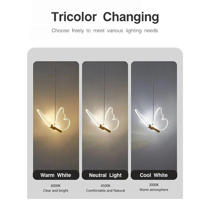 Verthara Golden LED Butterfly Pendant Light