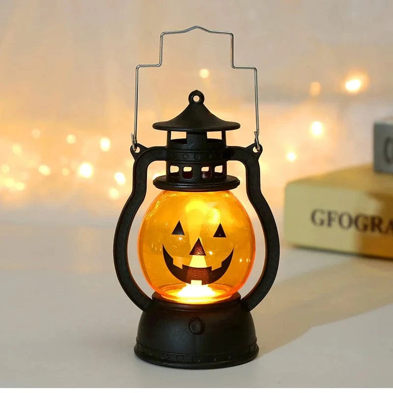 Verthara Halloween LED Pumpkin Lantern Light – Retro Jack O Lantern Hanging Decor for Parties and Seasonal Use A
