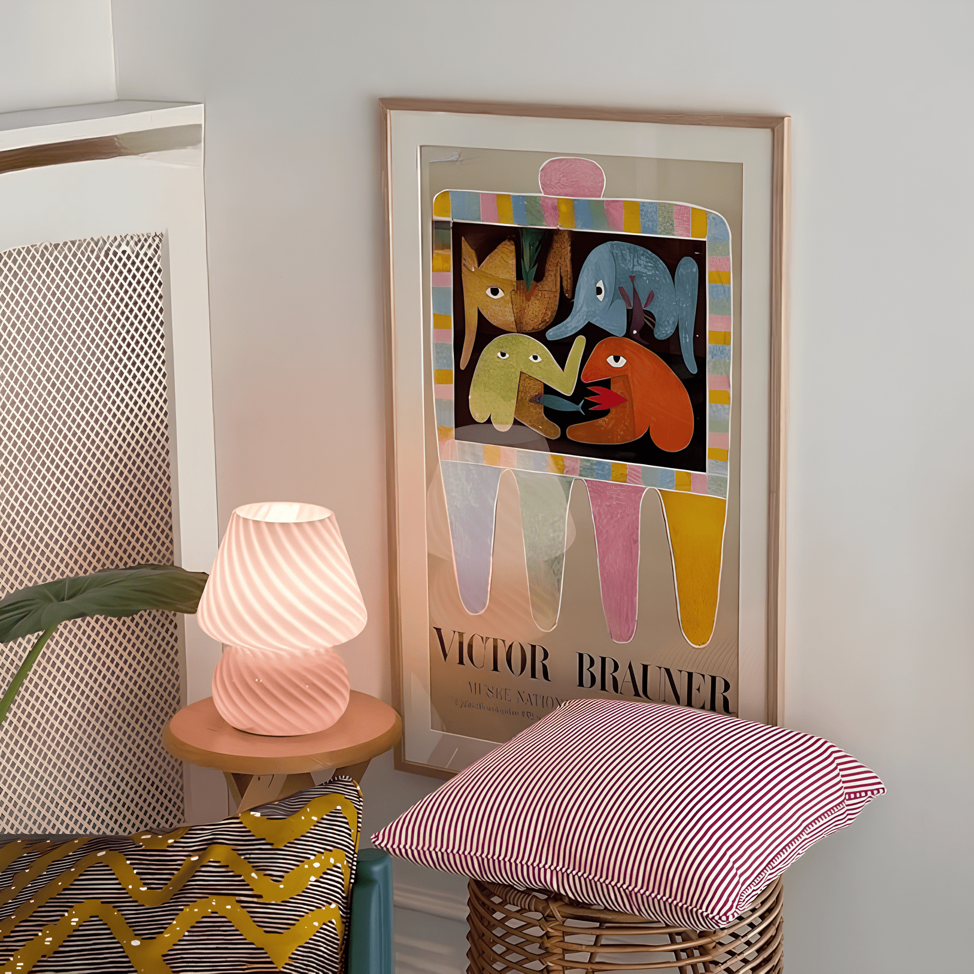 Verthara Hand-Blown Glass Mushroom Table Lamp