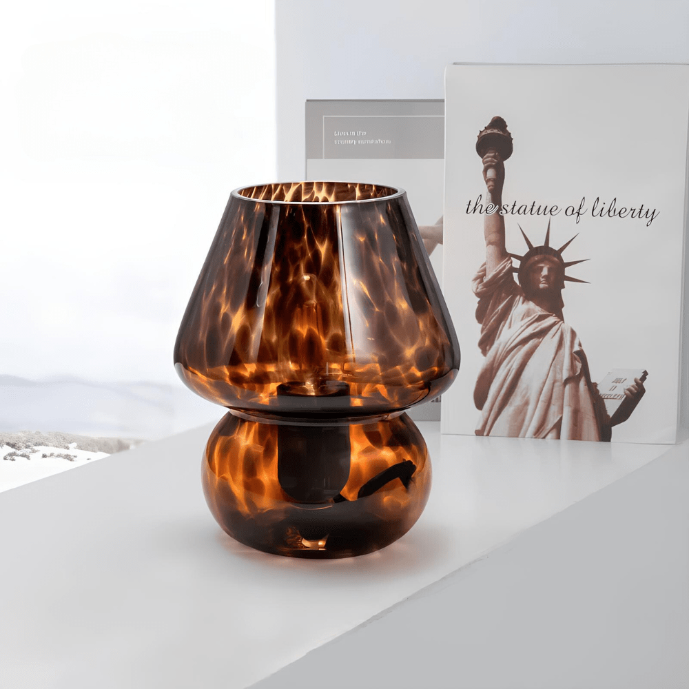 Verthara Hand-Blown Glass Mushroom Table Lamp Dark