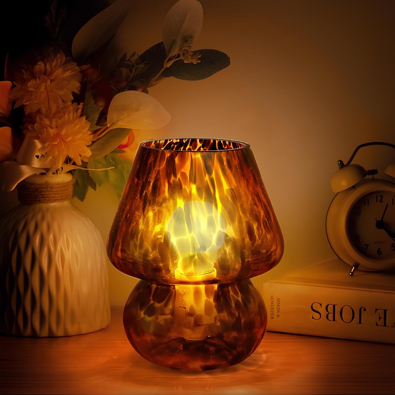 Verthara Hand-Blown Glass Mushroom Table Lamp