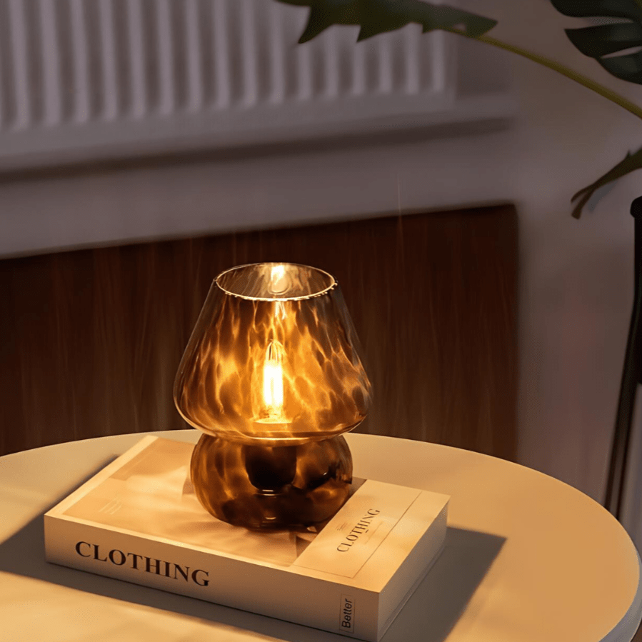 Verthara Hand-Blown Glass Mushroom Table Lamp