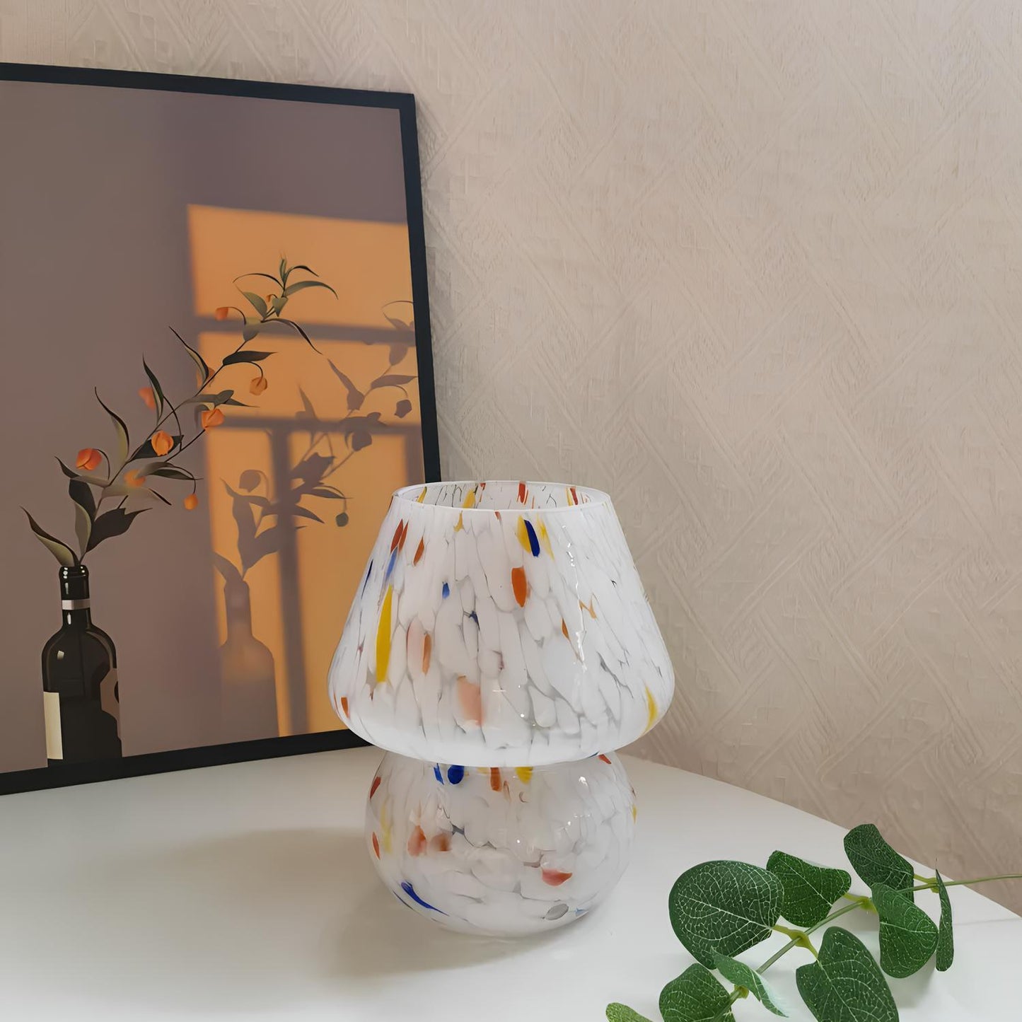 Verthara Hand-Blown Glass Mushroom Table Lamp