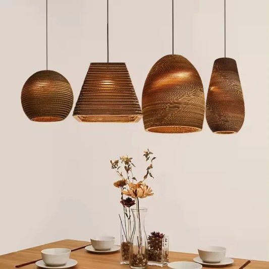 Verthara Handmade Rattan Pendant Light – Modern Paper Honeycomb Hanging Light for Living Room and Cafe – Eco-Friendly Design