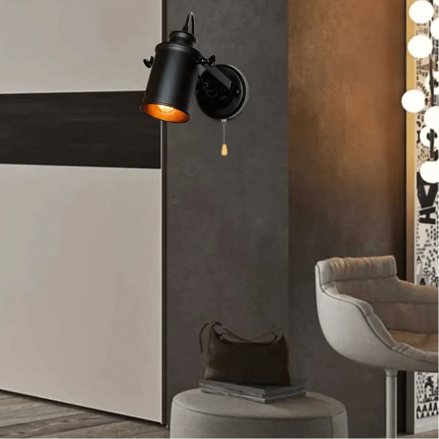 Verthara Industrial Vintage Wall Sconce – Rustic Iron Wall Lamp for Bedroom, Balcony, and Hallway Decor