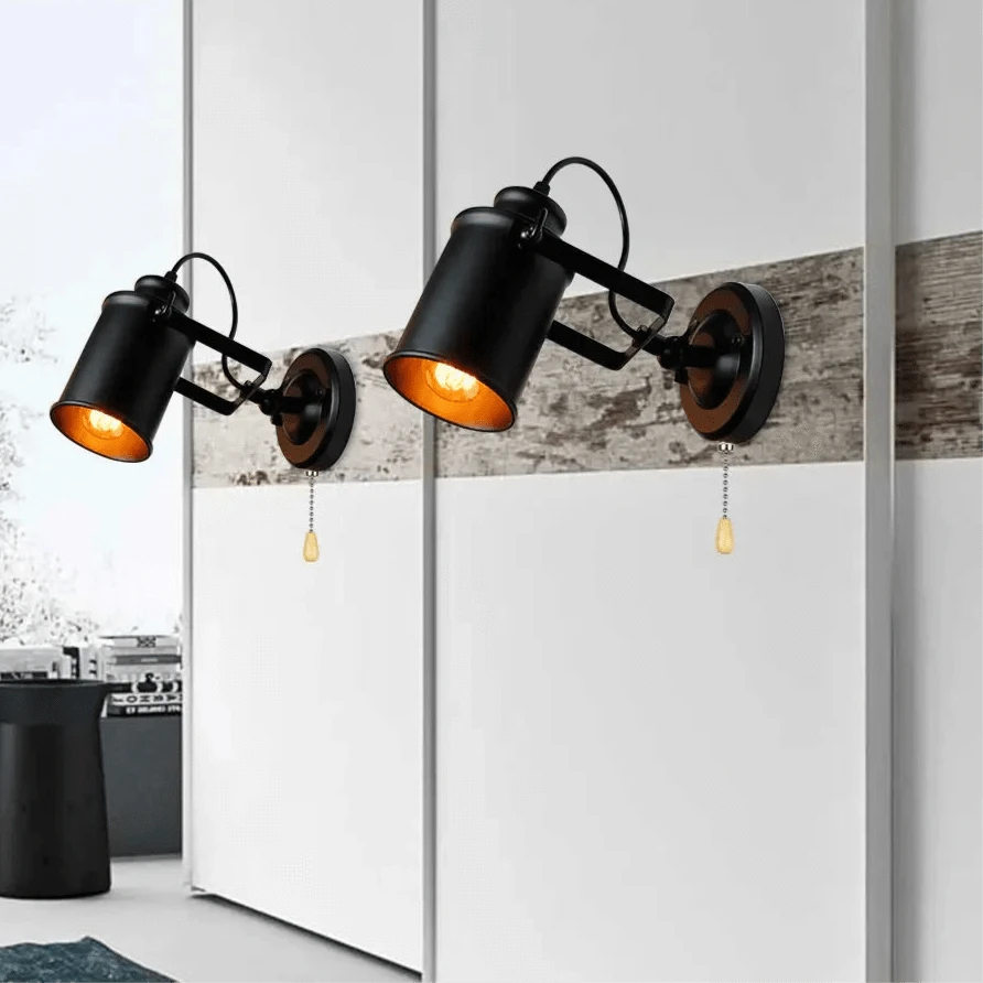 Verthara Industrial Vintage Wall Sconce – Rustic Iron Wall Lamp for Bedroom, Balcony, and Hallway Decor