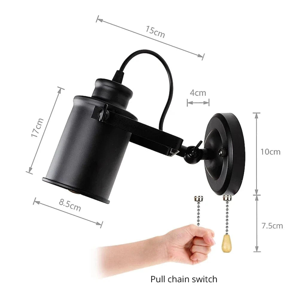 Verthara Industrial Vintage Wall Sconce – Rustic Iron Wall Lamp for Bedroom, Balcony, and Hallway Decor