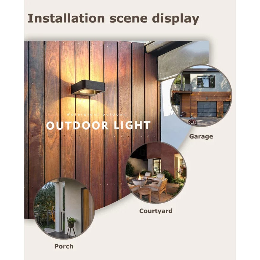 Verthara IP65 Waterproof Outdoor Wall Light – Modern Design - Up and Down Glow - Black/Gray - Ideal for Garden and Patio Illumination