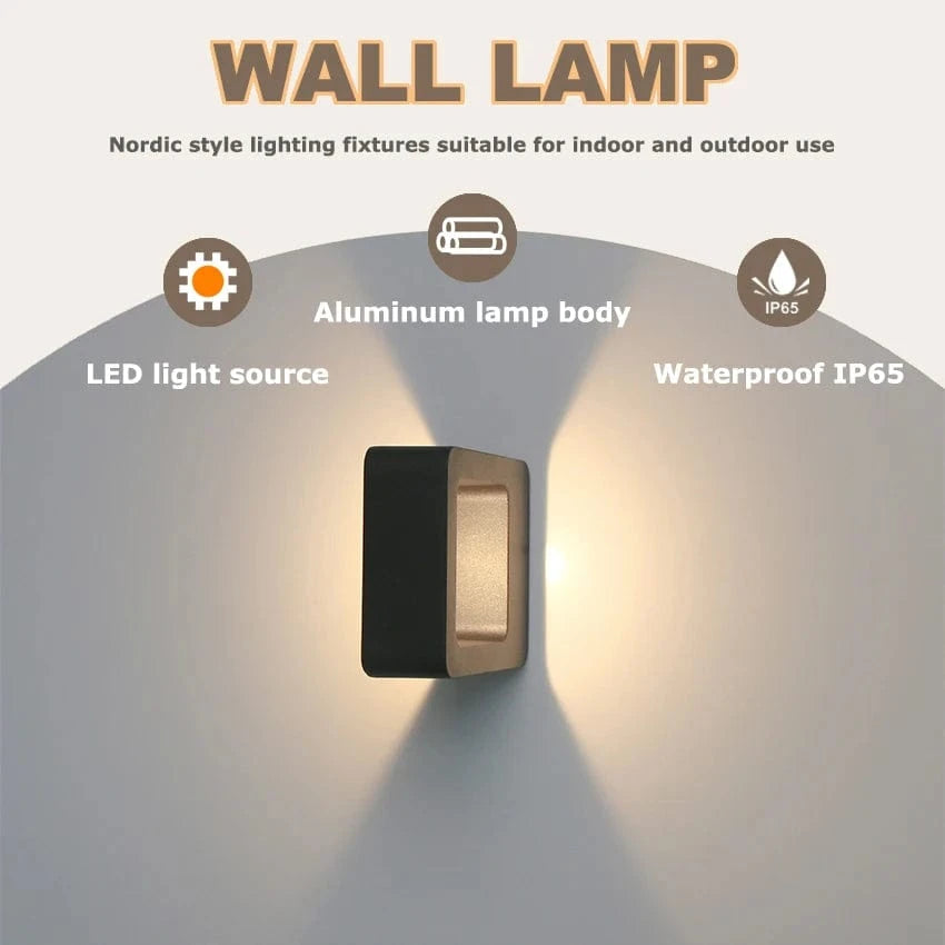 Verthara IP65 Waterproof Outdoor Wall Light – Modern Design - Up and Down Glow - Black/Gray - Ideal for Garden and Patio Illumination