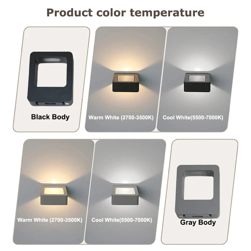 Verthara IP65 Waterproof Outdoor Wall Light – Modern Design - Up and Down Glow - Black/Gray - Ideal for Garden and Patio Illumination