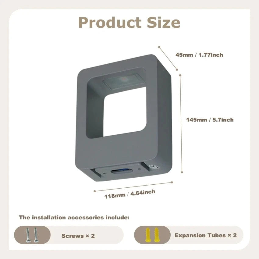 Verthara IP65 Waterproof Outdoor Wall Light – Modern Design - Up and Down Glow - Black/Gray - Ideal for Garden and Patio Illumination