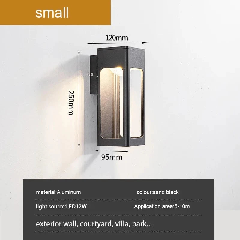 Verthara IP67 Waterproof 12W Black Aluminum Outdoor Wall Lamp – Modern Exterior Wall Light for Garden and Porch