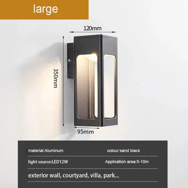 Verthara IP67 Waterproof 12W Black Aluminum Outdoor Wall Lamp – Modern Exterior Wall Light for Garden and Porch