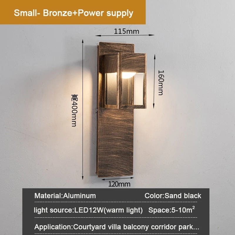 Verthara IP67 Waterproof LED Outdoor Wall Light With Motion Sensor – Aluminium - Black/Bronze - Modern Design - Energy Efficient - 12W