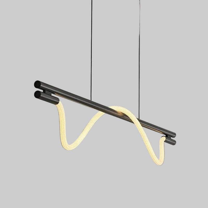 Verthara Italian Modern Minimalist Linear Pendant Light - Stainless Steel and Silicone Ceiling Fixture for Kitchen and Bar
