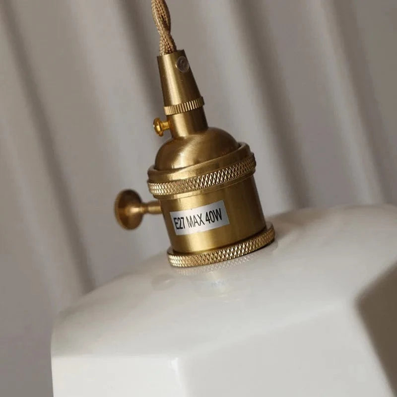 Verthara Japanese Retro Ceramic Chandelier Light with Brass Glaze – Elegant Lighting for Bedroom and Dining Spaces