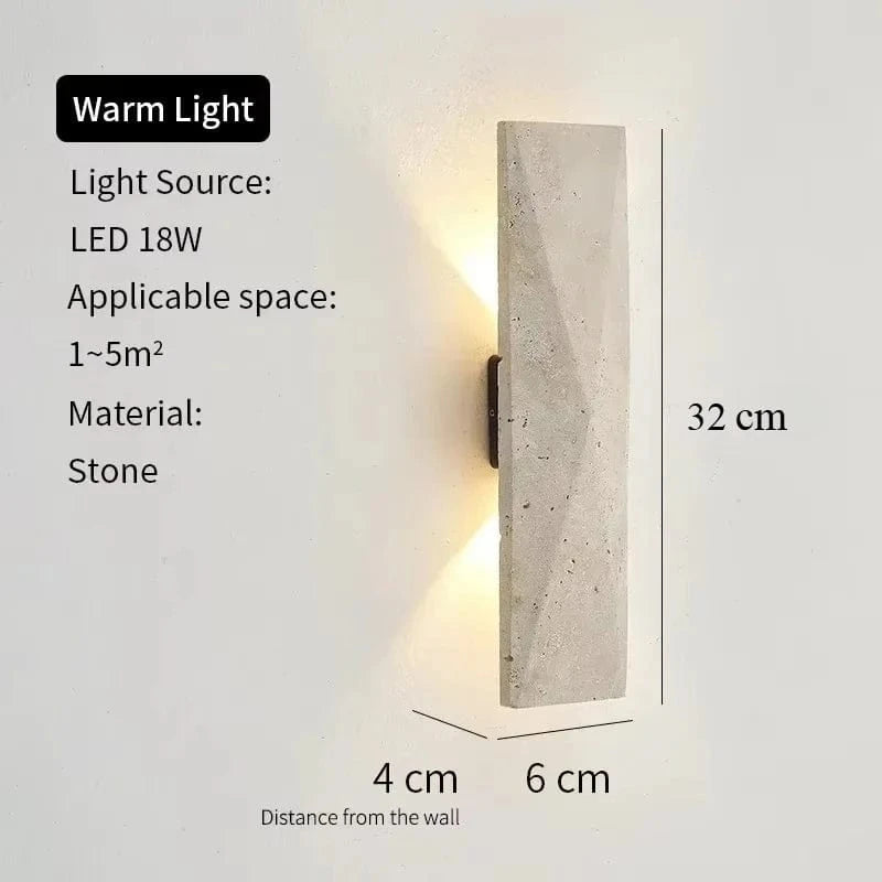 Verthara Japanese Style Outdoor Wall Lamp in Yellow Travertine – LED Wall Sconce for Elegant Indoor and Outdoor Lighting