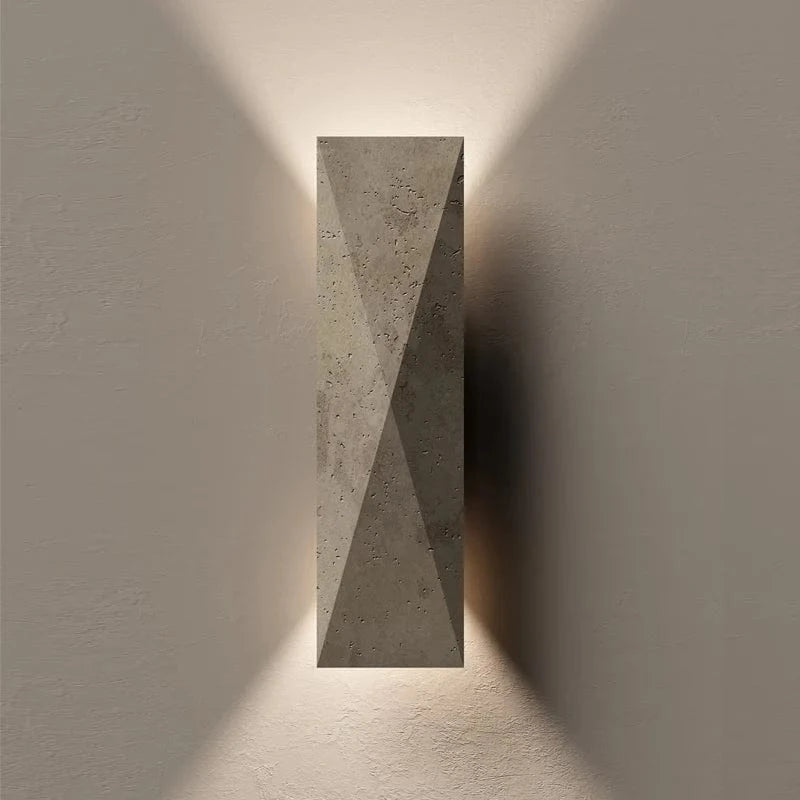 Verthara Japanese Style Outdoor Wall Lamp in Yellow Travertine – LED Wall Sconce for Elegant Indoor and Outdoor Lighting