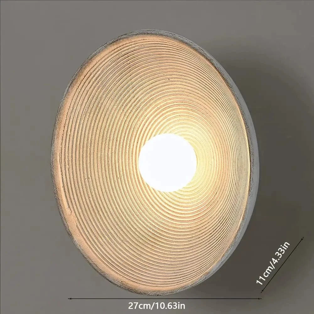 Verthara Japanese Style Round Shade Wall Sconce – Wabi Sabi Resin Wall Lamp for Bedroom and Living Room Decor 27cm / No Bulb