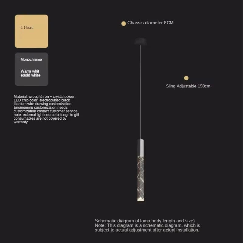 Verthara K9 Crystal LED Pendant Light – Customizable Hanging Lamp for Living Room, Bedroom, and Commercial Spaces