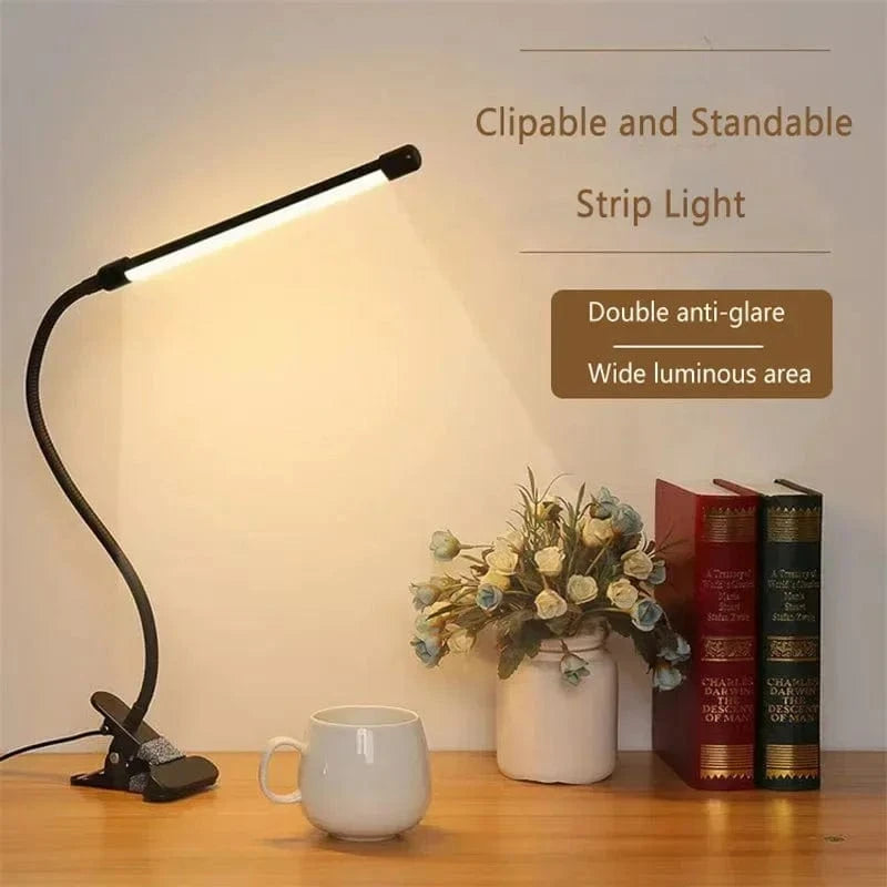 Verthara LED Clip-On Desk Lamp with Adjustable Brightness and Eye Protection – Table Lamp for Reading and Studying