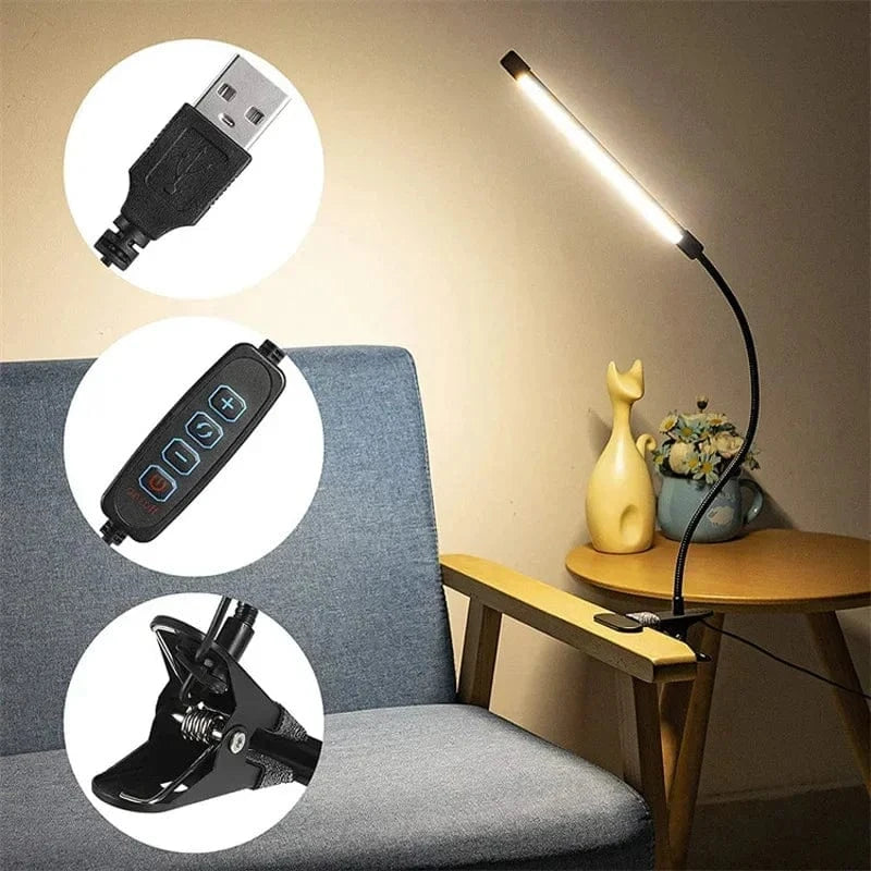 Verthara LED Clip-On Desk Lamp with Adjustable Brightness and Eye Protection – Table Lamp for Reading and Studying