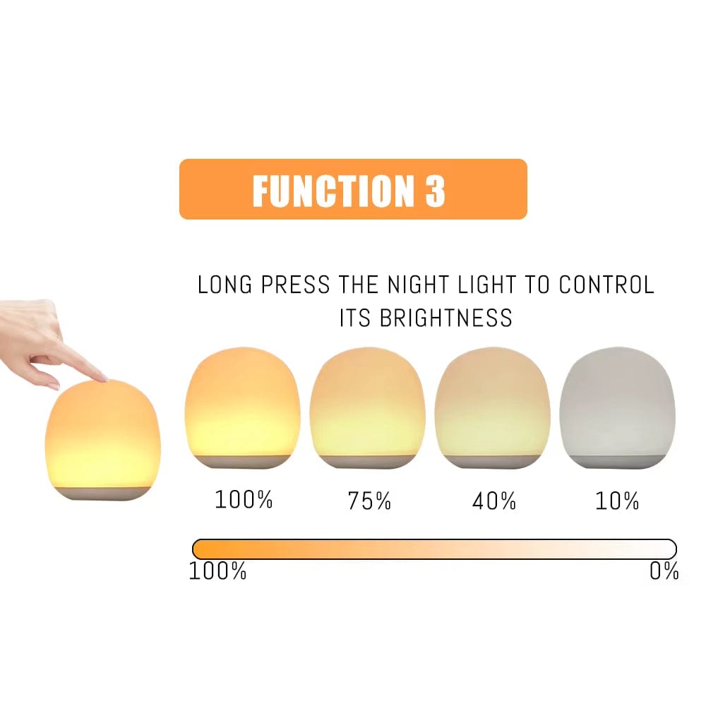 Verthara LED Egg Lamp Night Light - USB Rechargeable - Dimmable - Portable - Eye Protection - 8 RGB Colours - Touch Control Default